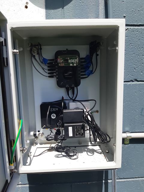 Outdoor enclosure with the monitor and power supply fitted